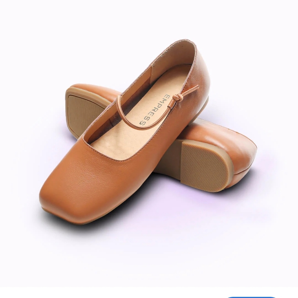 Empress square toe leather ballet flat